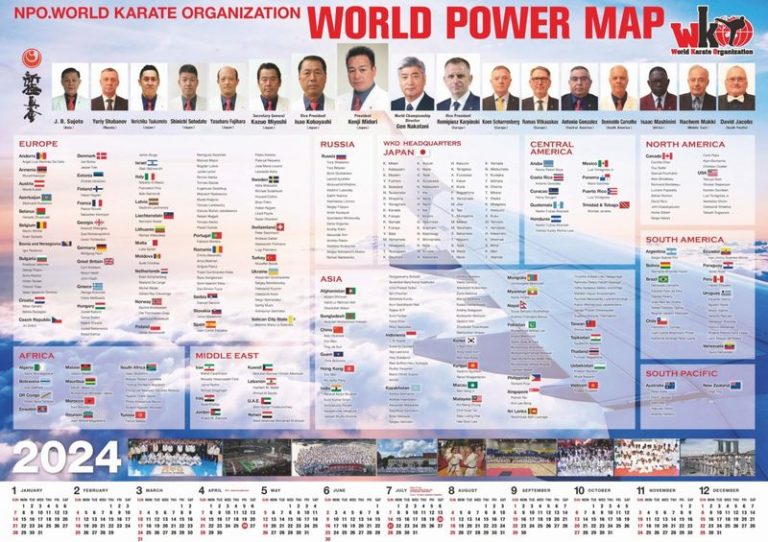 Shinkyokushinkai Karate 2024 Calendar and World Power Map World